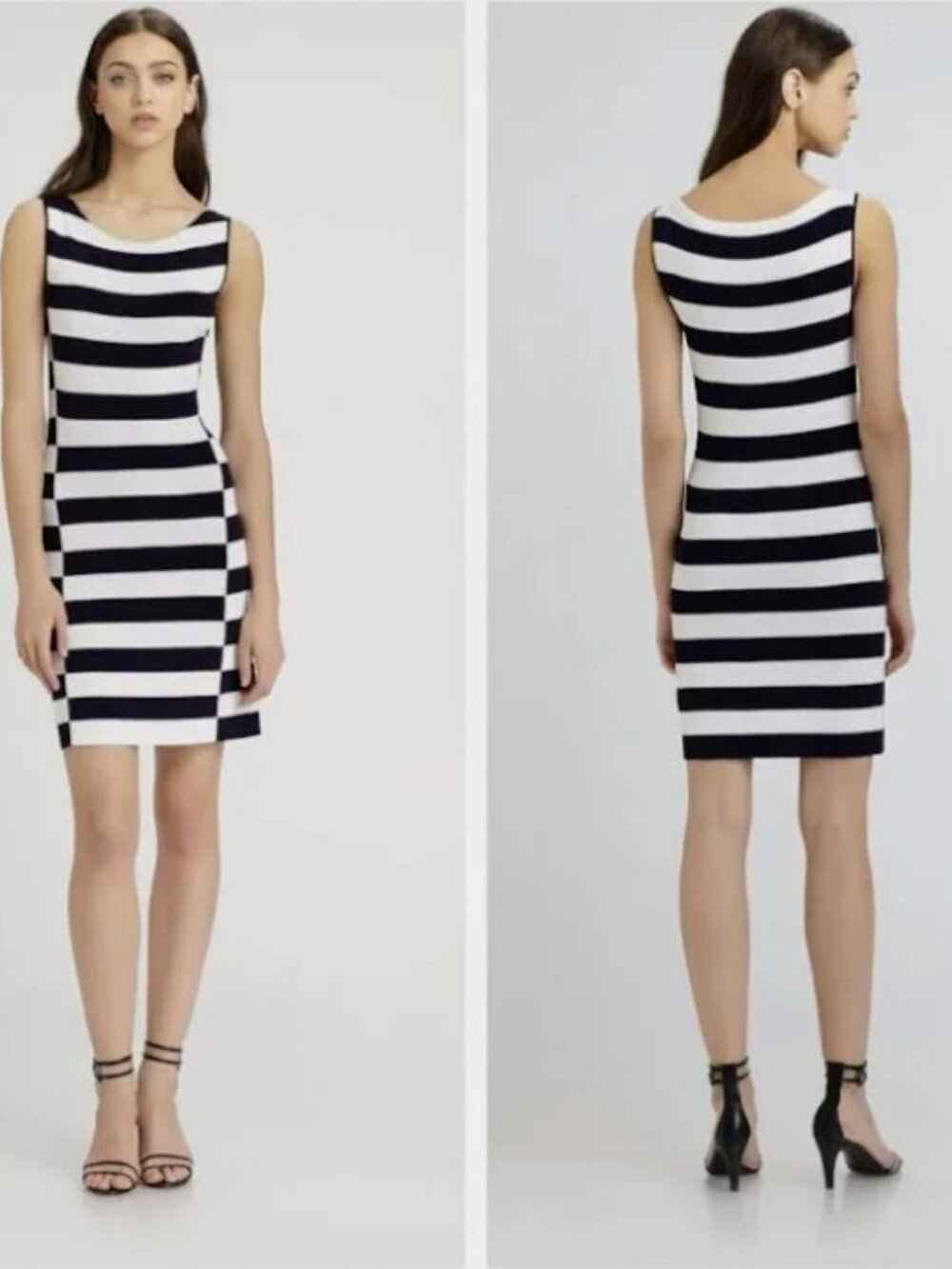 THEORY Lasina Striped Dasher Knit Sleeveless Dress Navy & White Size M